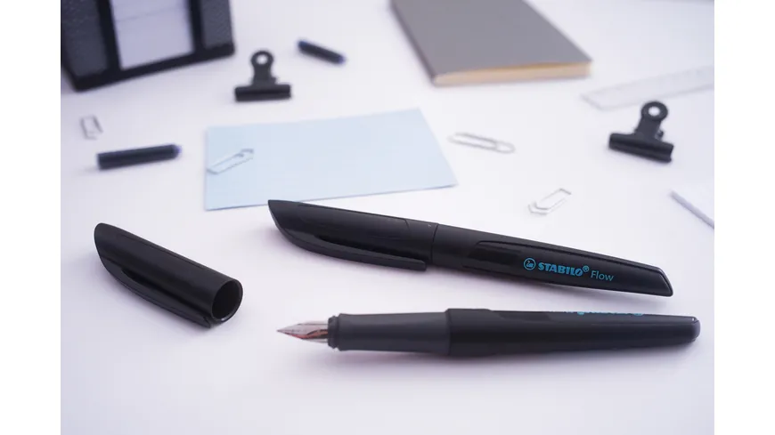 STABILO® Füller - STABILO Flow ACTIVE in schwarz - Einzelstift - inklusive Patrone schwarz