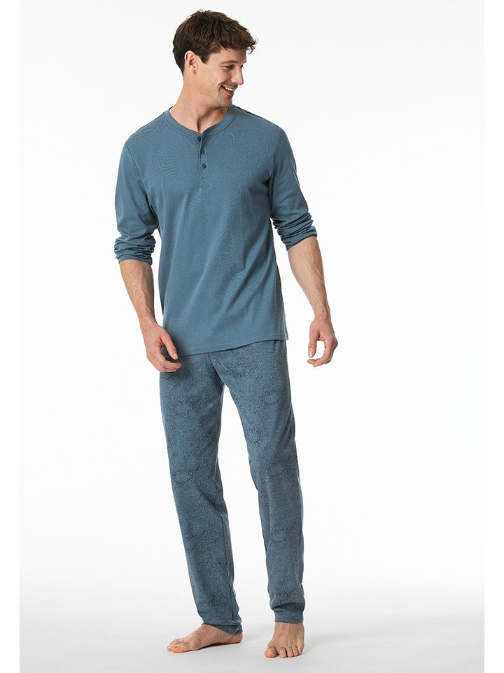 Schiesser Pyjama in Blaugrau günstig kaufen