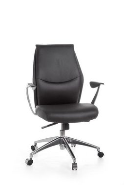 Amstyle Chefsessel SPM1.142 (Echtleder Schwarz, Bürostuhl XXL 120 kg Modern), Schreibtischstuhl Drehbar, Drehstuhl mit Armlehne