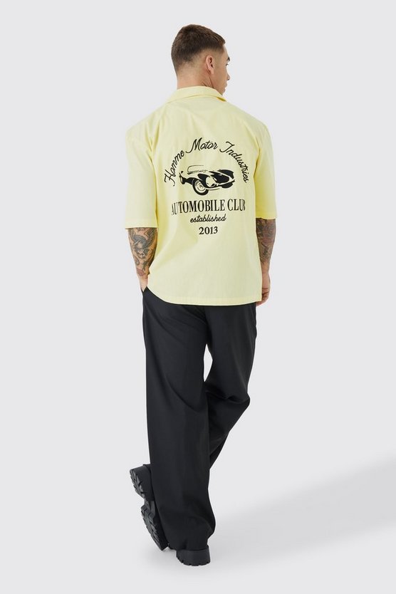 Dropped Revere Poplin Automobile Club Shirt