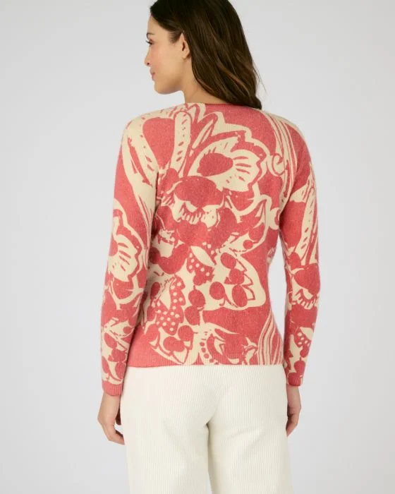 Pull imprimé mélange laine et mohair