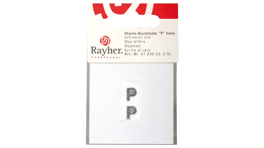 Rayher Wachsbuchstaben -P- silber 9mm 2Stück