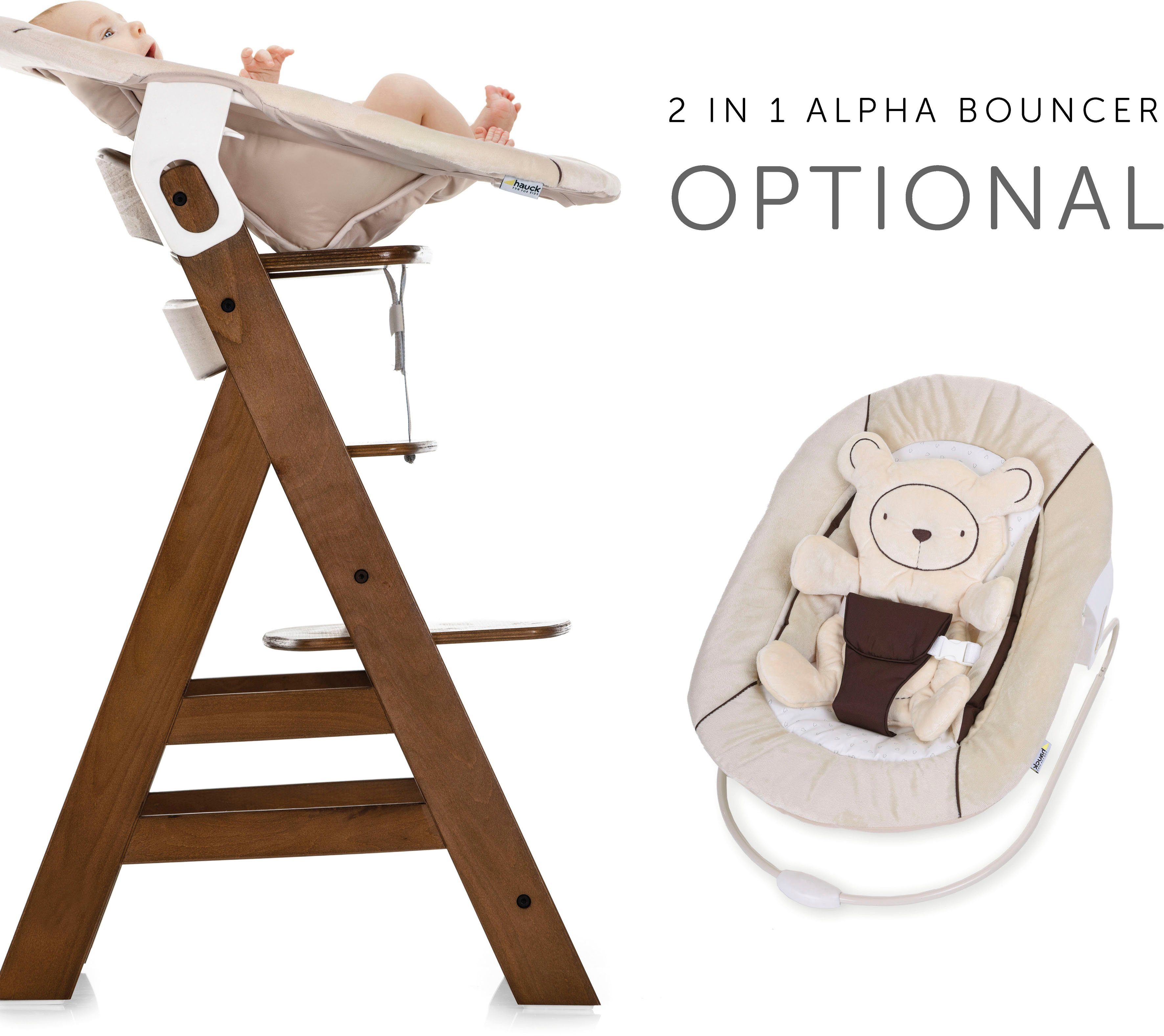 Hauck Hochstuhl Alpha+, walnut, aus Holz