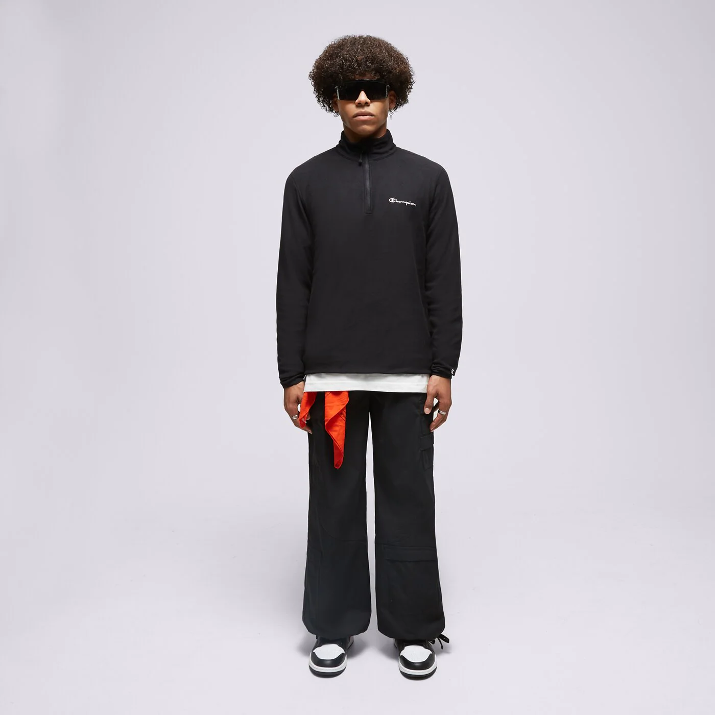 CHAMPION FLEECESHIRT HALF ZIP TOP Schwarz