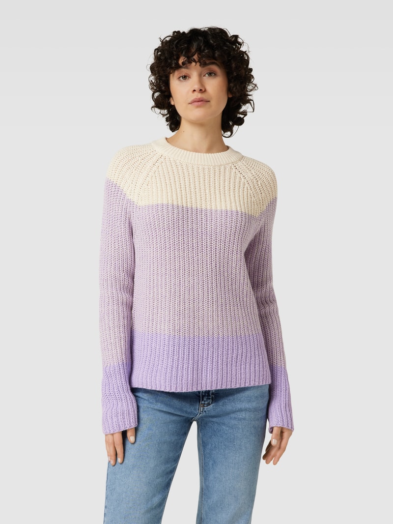 Strickpullover mit Blockstreifen Modell 'Remone' in flieder