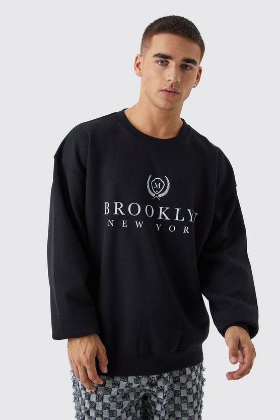 Oversize Sweatshirt mit Brooklyn Print
