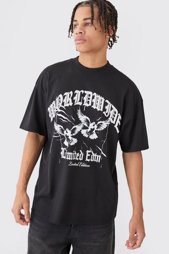 Oversize T-Shirt mit Print und Vogel-Print