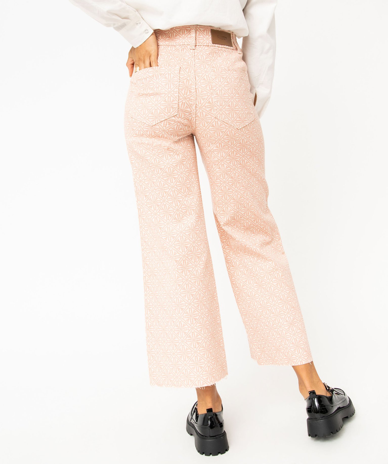 Jean wide leg taille haute imprimé femme imprime | GEMO