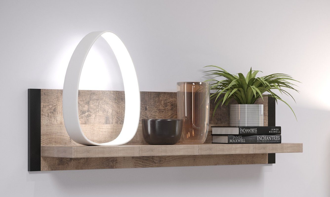 trendteam Wohnwand Wohnwand Anbauwand Emile 1, Eiche Tabak / Schwarz, 4-teilig, (4-St)