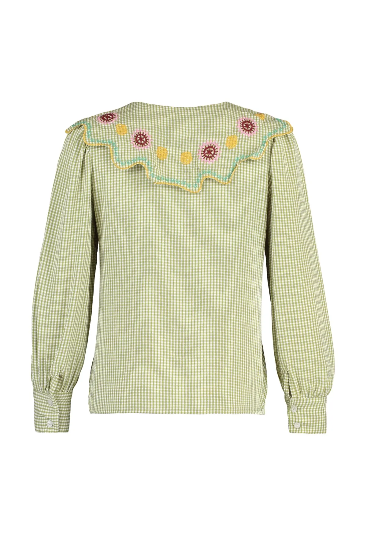 Trendyol Collection  Seersucker-Stickerei-Detail in Grün - Regular Fit Webhemd TWOSS21GO0232