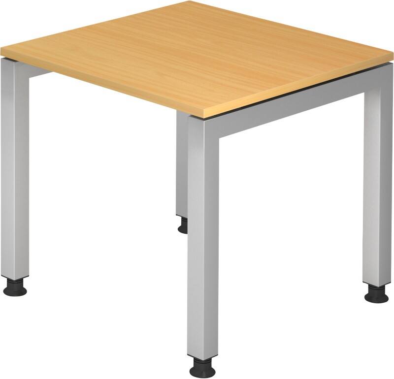 Hammerbacher J Serie Höhenverstellbarer Schreibtisch Rechteckig Buche Holz Silber 4 Füße 800 x 680 mm