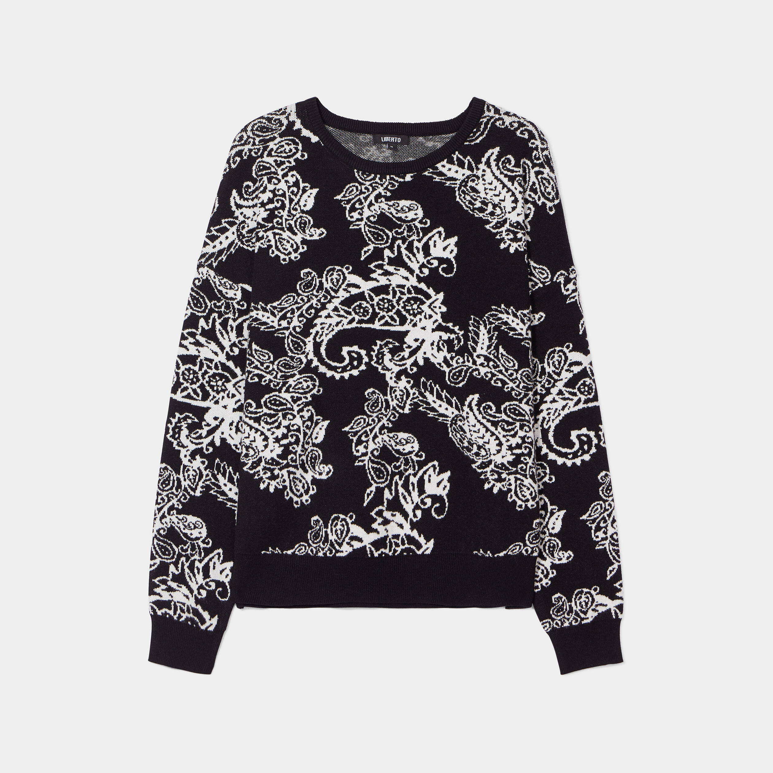 Pull droit col rond Liberto noir femme | La Halle