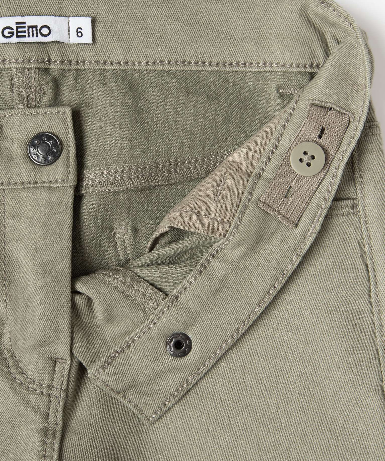 Pantalon stretch coupe Slim uni fille kaki | GEMO