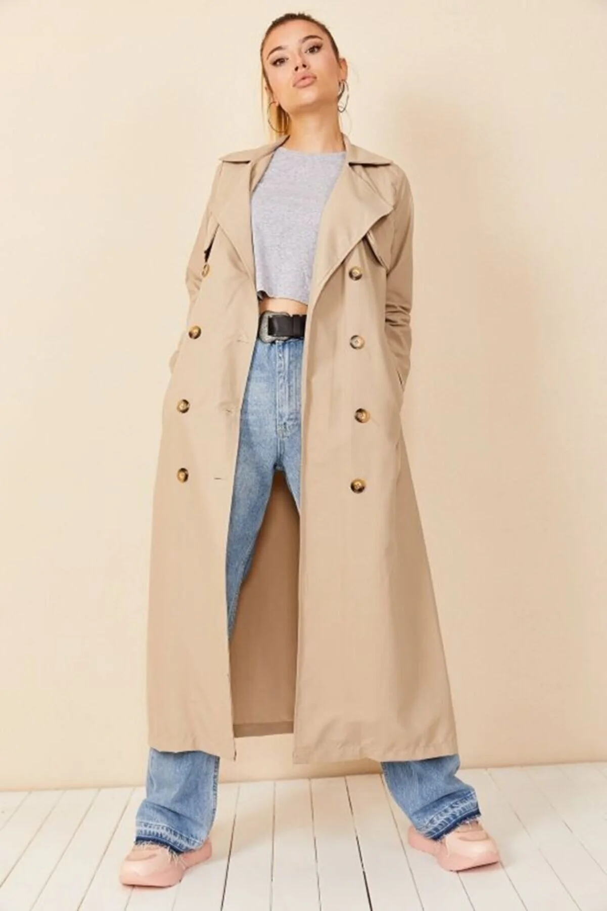 VOLT CLOTHİNG  Trenchcoat mit Schalkragen und Knöpfen für Damen