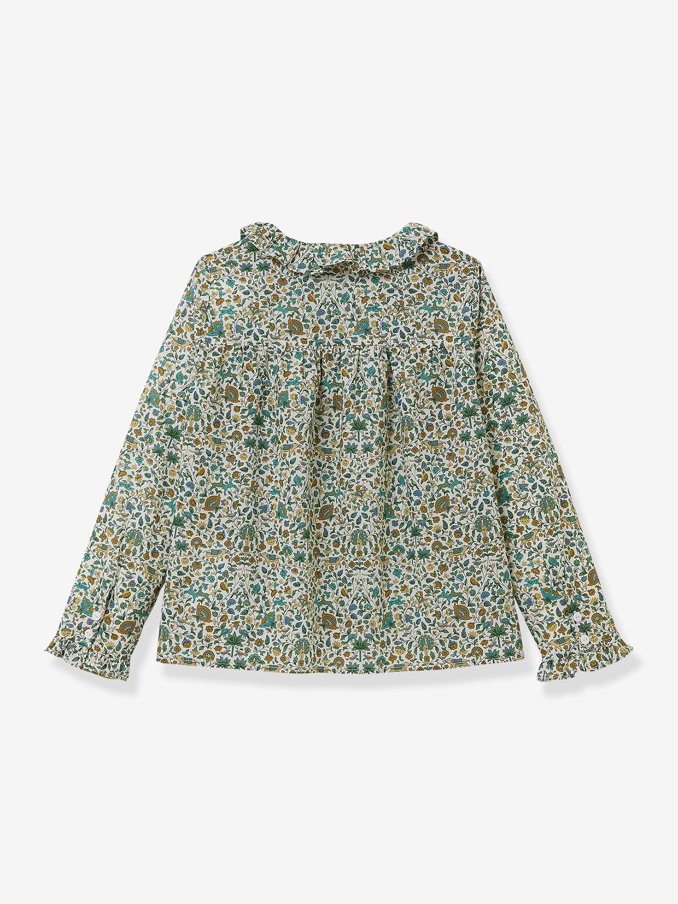 Blouse fille CYRILLUS en tissu Liberty® Imran vert imprimé