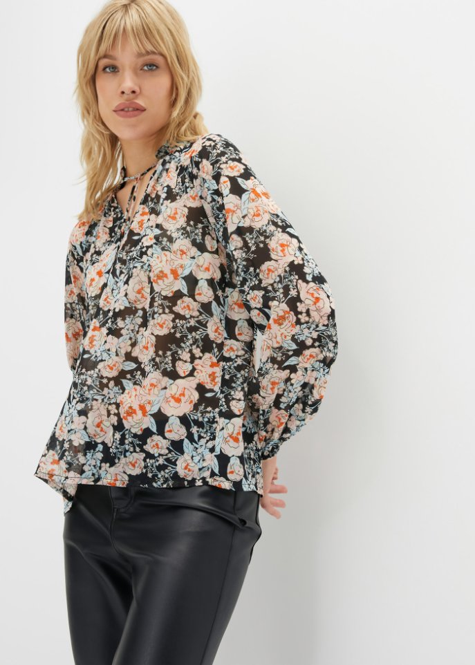 Chiffon-Bluse mit Blumenmuster