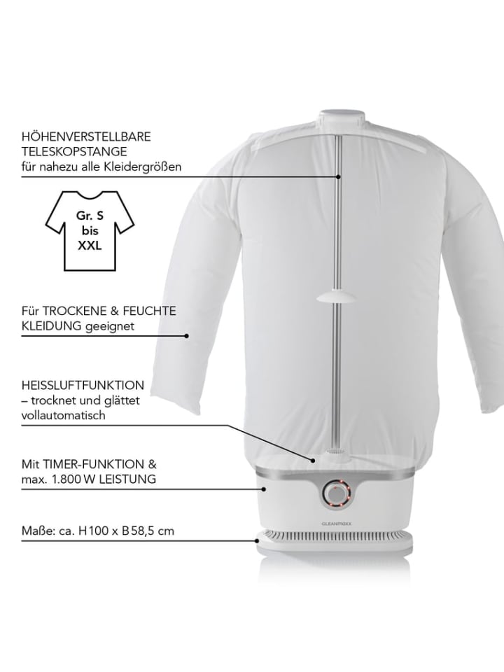 CLEANmaxx CLEANmaxx Hemden-Bügler mit Timerfunktion - silber/weiß günstig kaufen onesize