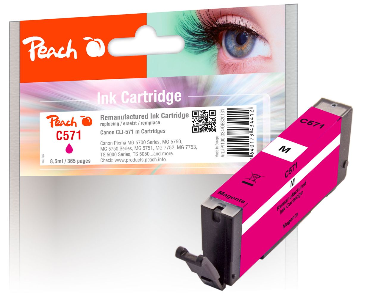 Peach Tintenpatrone magenta ersetzt Canon CLI-571M