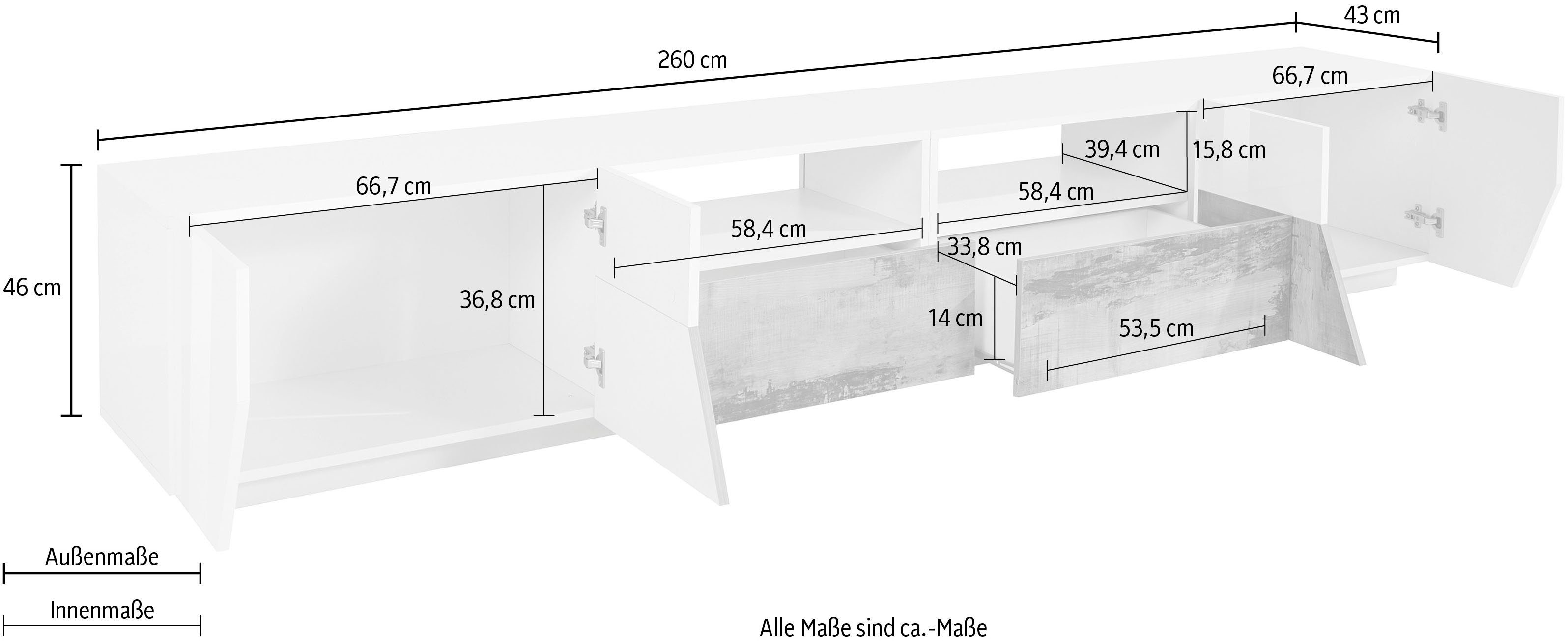 Tecnos Lowboard alien, Breite ca. 260 cm