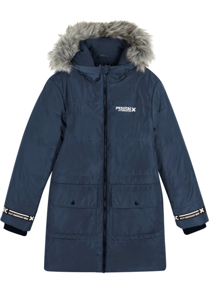 Jungen Winterparka mit abnehmbarem Fellimitatkragen