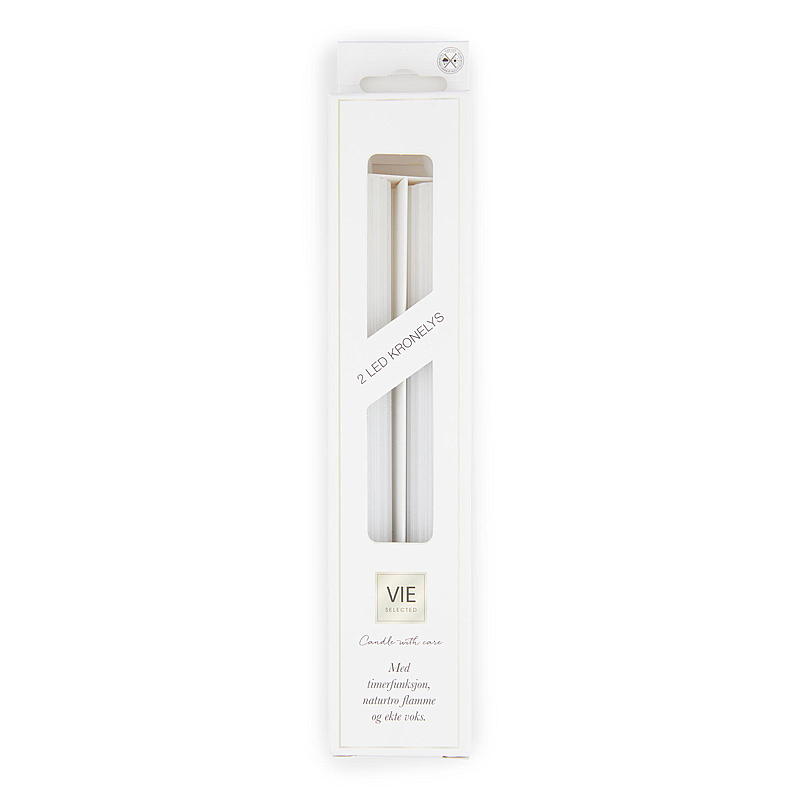 Vie Selected Kronelys 2-pk 24 cm LED rille hvit