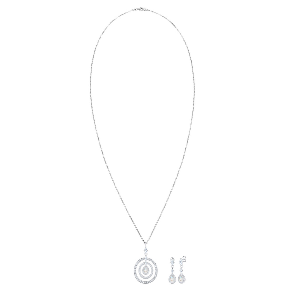 Elli PREMIUM Elli PREMIUM Ensemble de Bijoux Kreis Geo Marquise Zirkonia Mondstein 925 Silber Bijoux