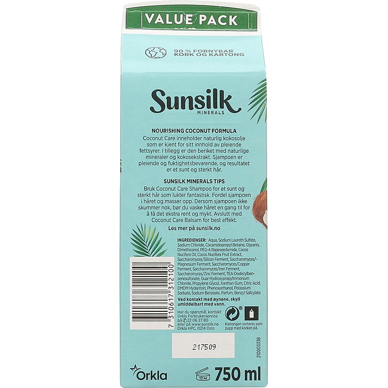Sunsilk Shampoo 750 ml refill Coconut care Sunsilk