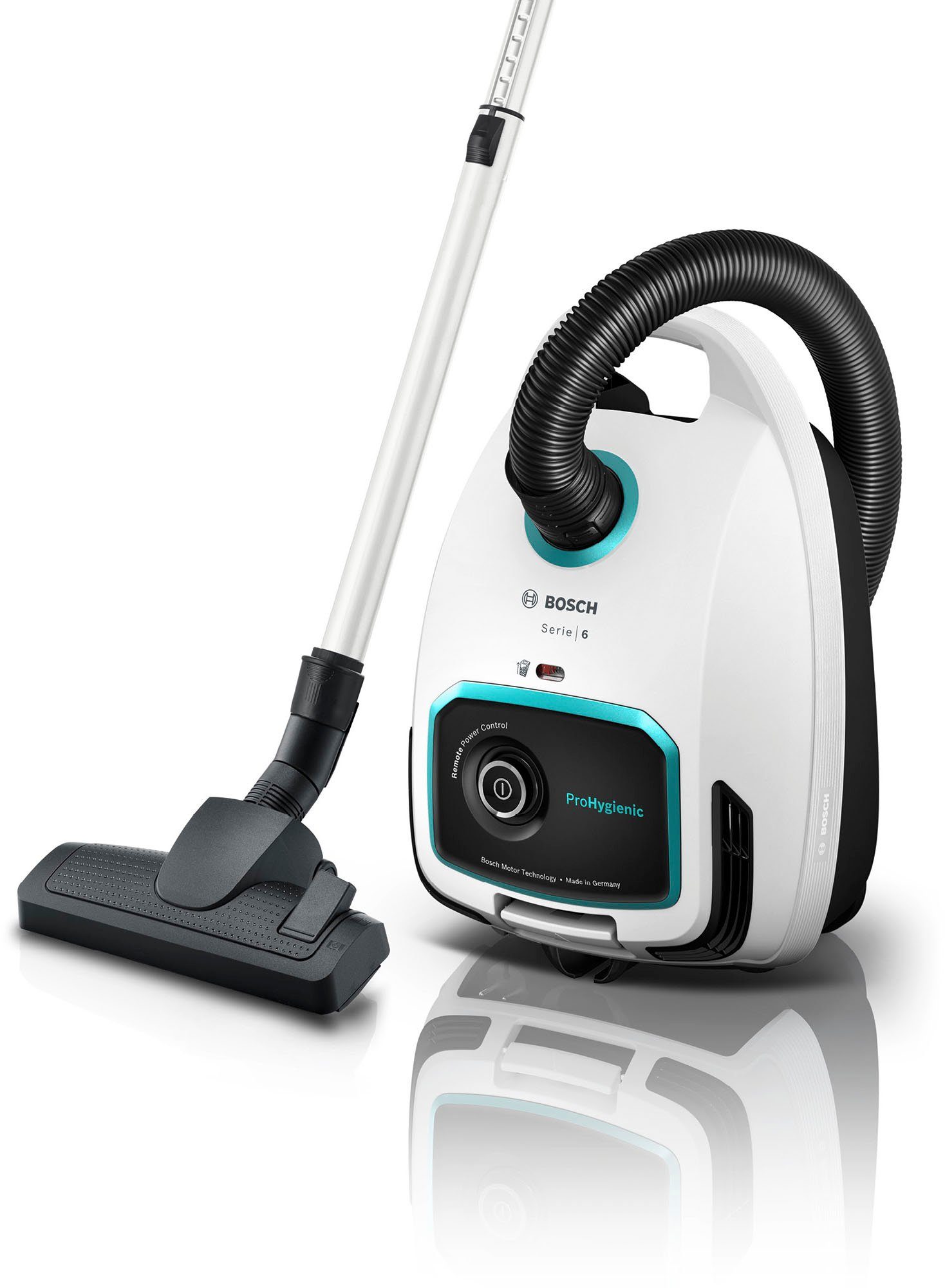 BOSCH Bodenstaubsauger ProHygienic Serie 6, weiß, BGL6LHYG, 600 W, mit Beutel, 10 Jahre Motorgarantie, HEPA Filter