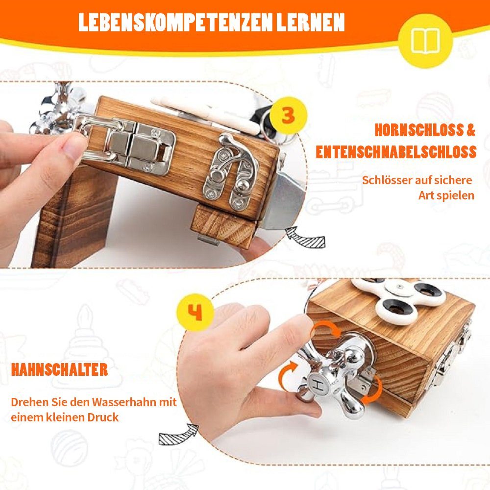 LBLA Lernspielzeug Busy Activity Cube Motorikwürfel Montessori Spielzeug, Aktivitätswürfel Spielzeug Fidget Cube Stresswürfel für Kinder
