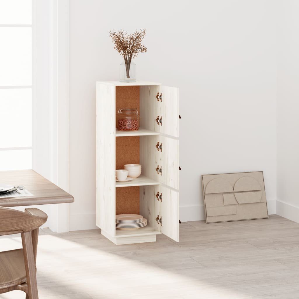 vidaXL Sideboard Highboard Weiß 34x40x108,5 cm Massivholz Kiefer (1 St)