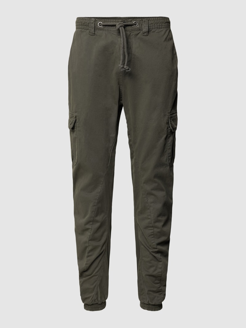 Cargohose im Crinkle-Design in dunkelgrün