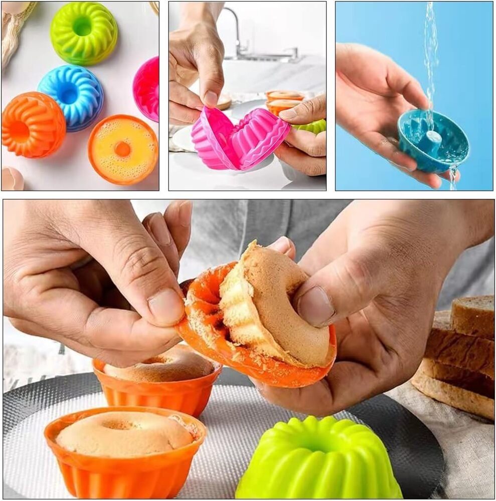 PRECORN Gugelhupfform 24er Silikon Mini Gugelhupf Backform hitzebeständig BPA-frei Ø 6,5 cm