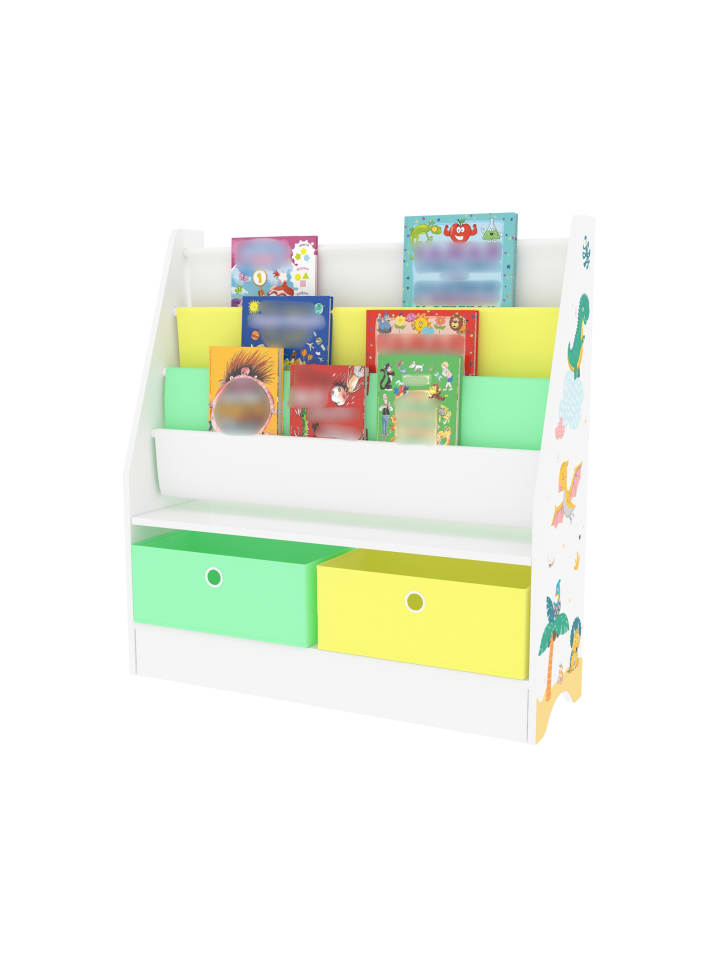 en.casa Kinderregal Neda in Gelb Grün (H)74cm (B)71cm (T)23cm günstig kaufen onesize