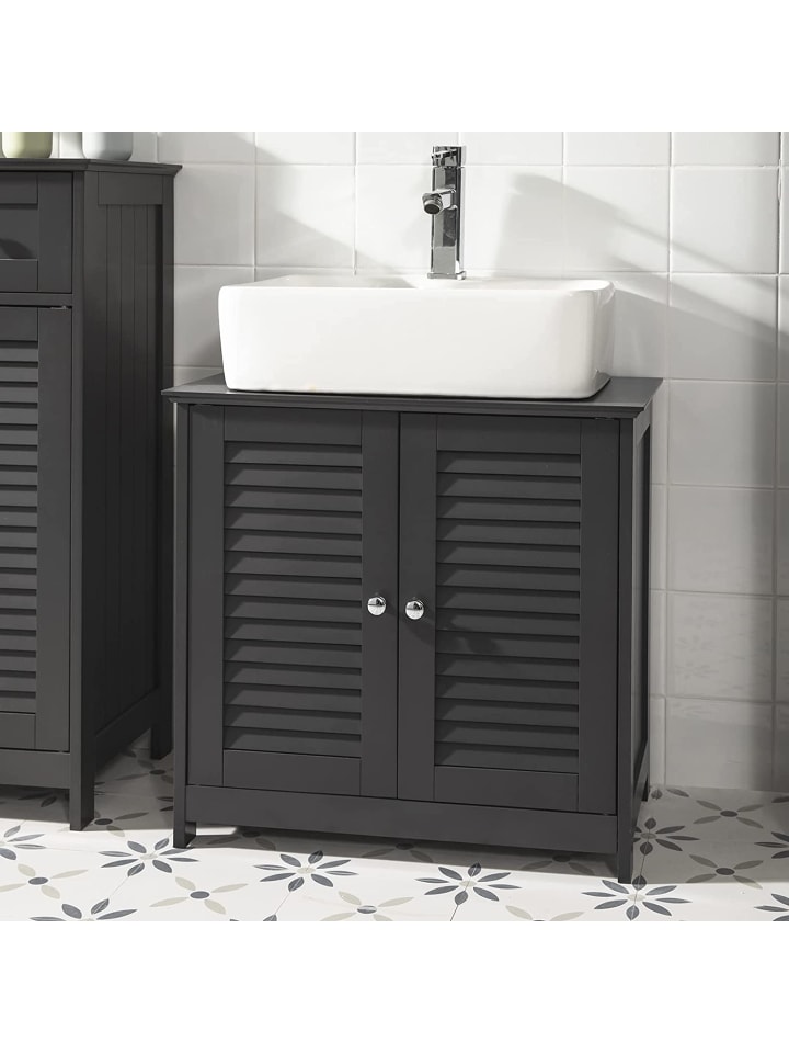 SoBuy Waschbeckenunterschrank in Dunkelgrau - (B)60 x (H)58 x (T)35cm günstig kaufen onesize