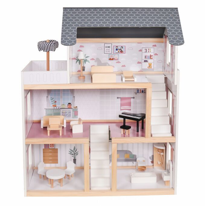 Coemo Puppenhaus Lara Villa möbliert 3 Etagen