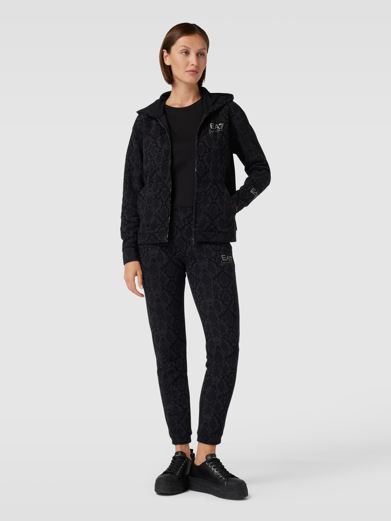 Sweatjacke mit Strukturmuster in schwarz