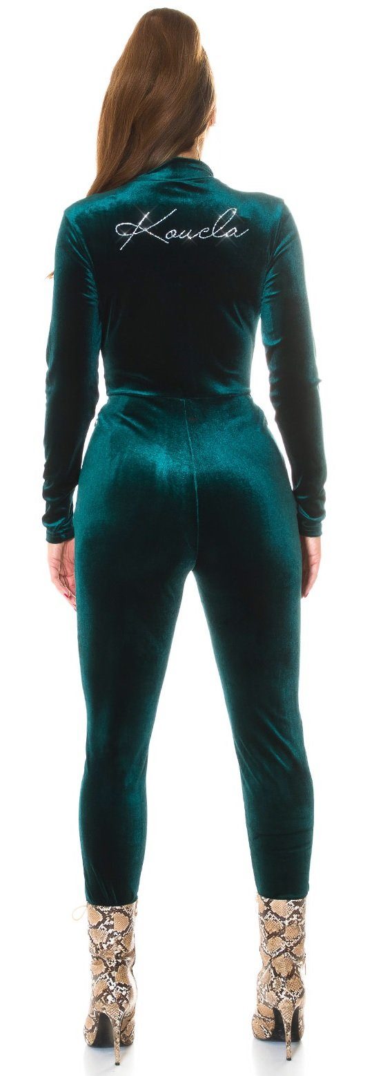 Koucla Jumpsuit in elegantem Samt-Look, langarm Einteiler