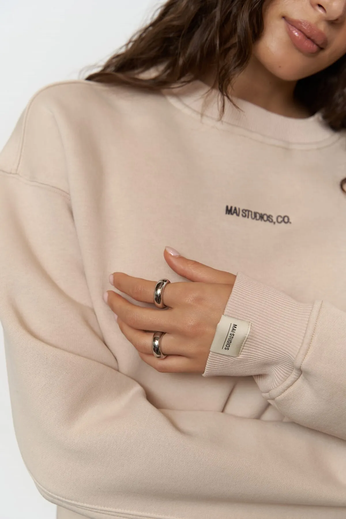 MAİ COLLECTİON  Street Studios Bone Oversize-Sweatshirt