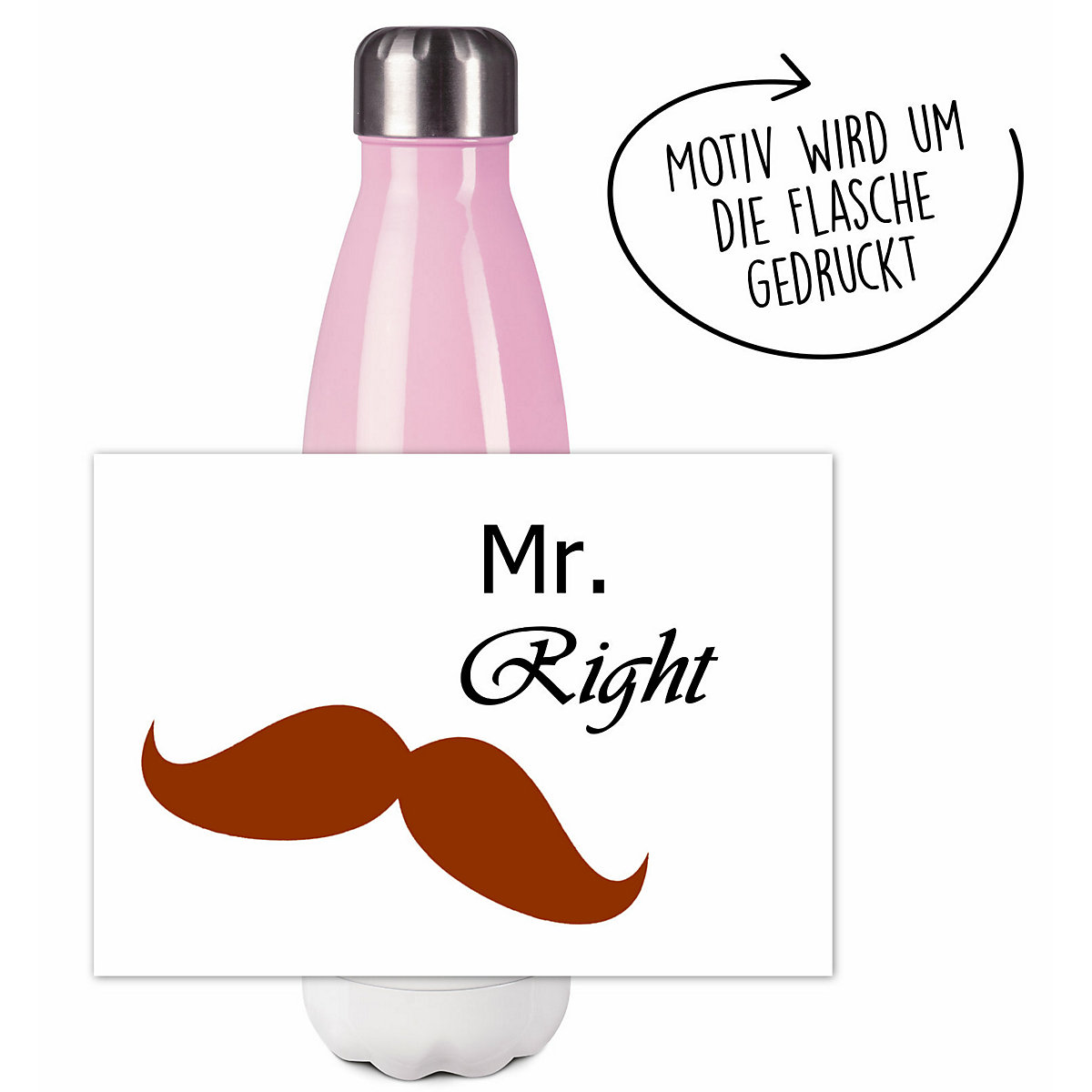 Edelstahl Kinder Thermoflasche / Trinkflasche bunt Bart mustache Spülmaschinenfest, Auslaufsicher, Bruchfest, Doppelwandig, Für Heißgetränke geeignet, Mit Deckel, Isoliert
