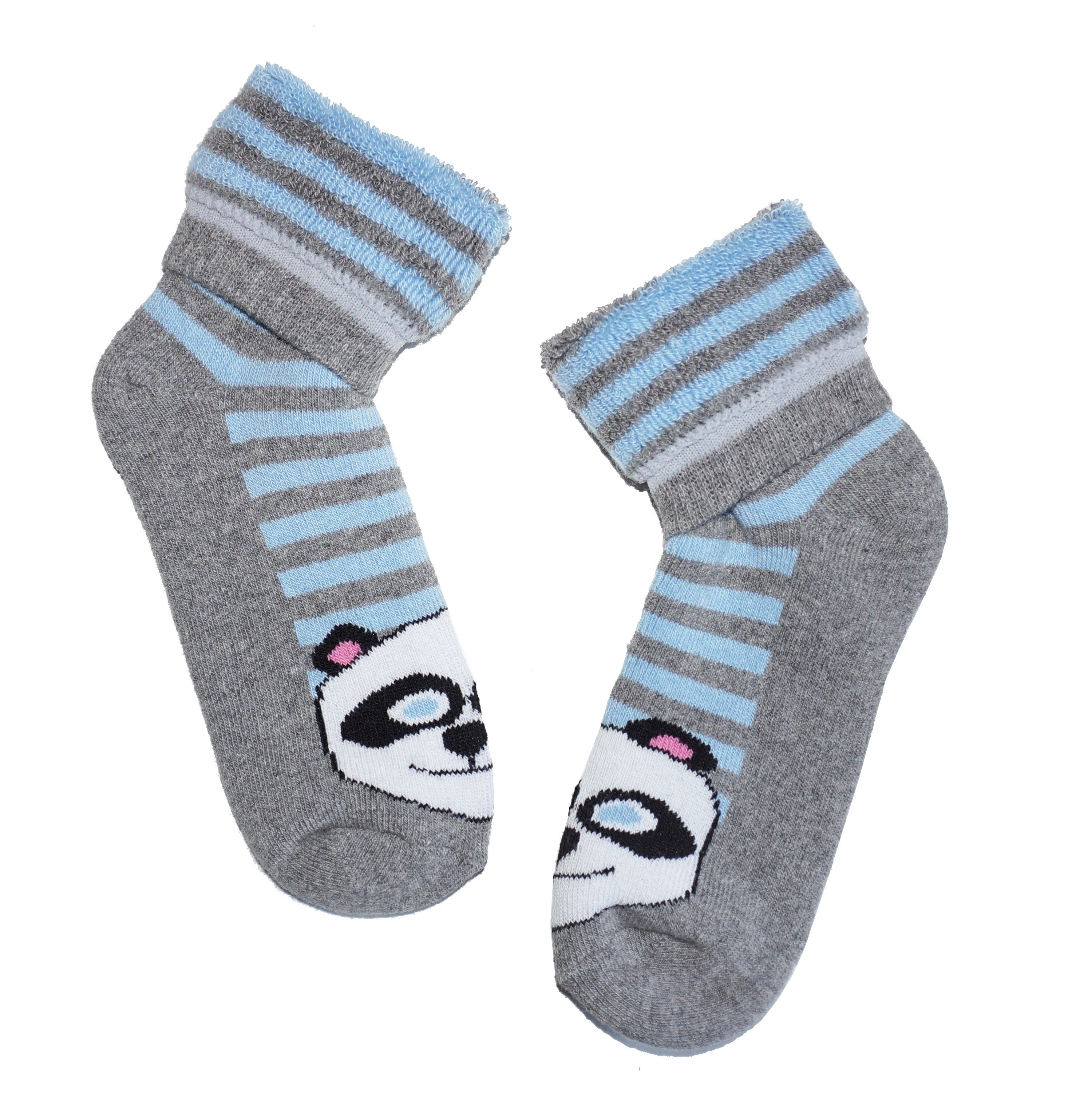 WERI SPEZIALS Strumpfhersteller GmbH Thermosocken Kinder Plüsch Socken Thermo Voll Frottee >>Panda<< mit Baumwolle