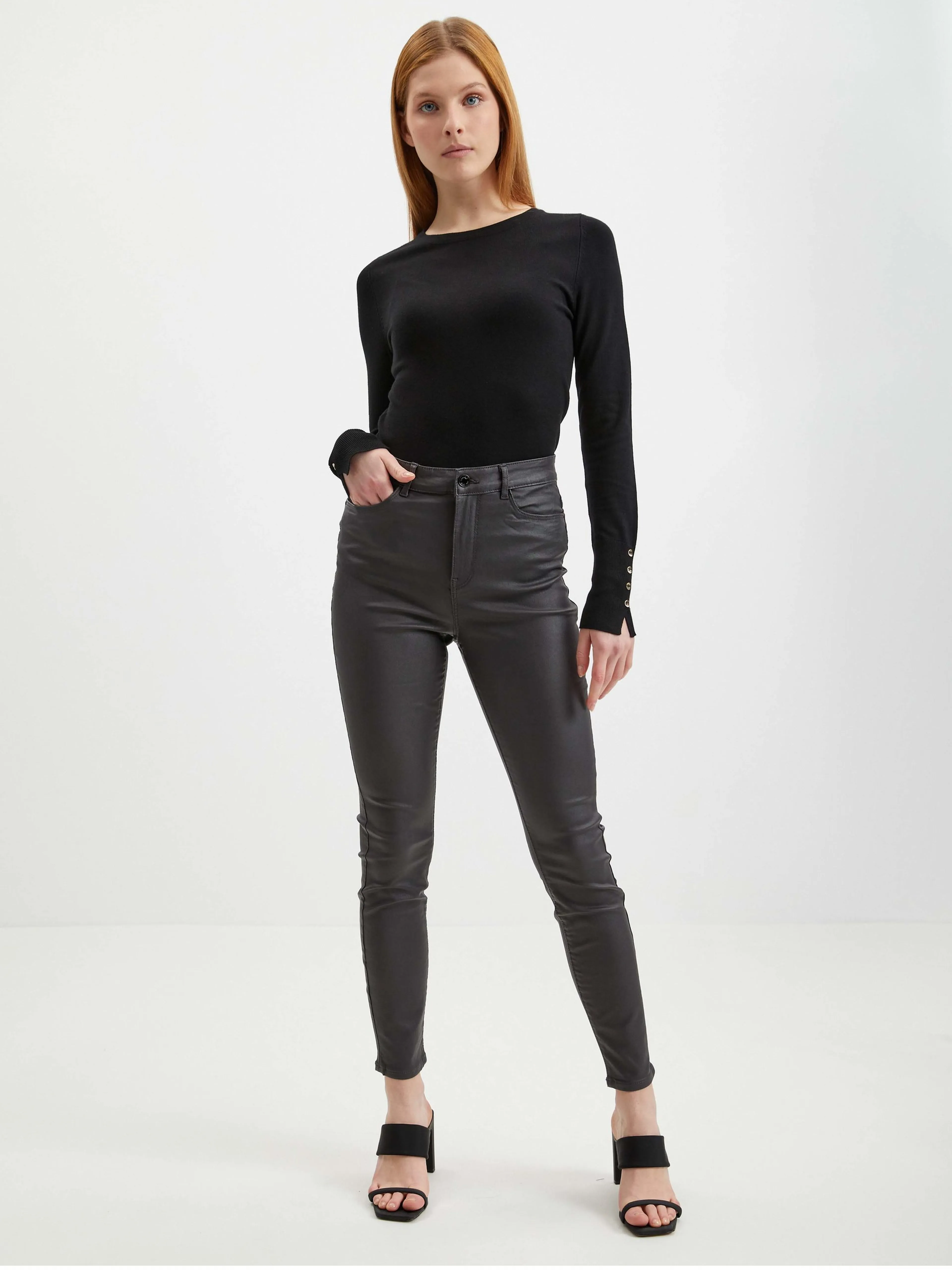 Graue Damen Kunstlederhose ORSAY