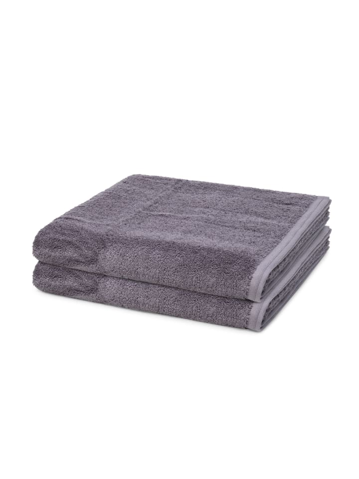 Vossen 2 X Duschtuch im Set Vegan Life in Dunkelgrau günstig kaufen 67 x 140 cm