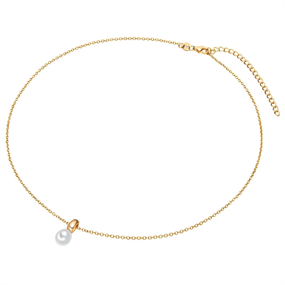 Valero Pearls Collier en argent Argent sterling Perle de culture d'eau douce en Or jaune collier