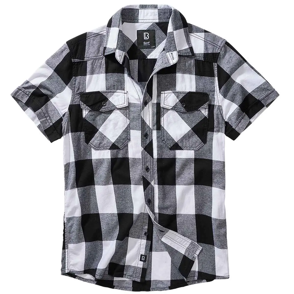 Checkshirt kurzarm weiß-schwarz