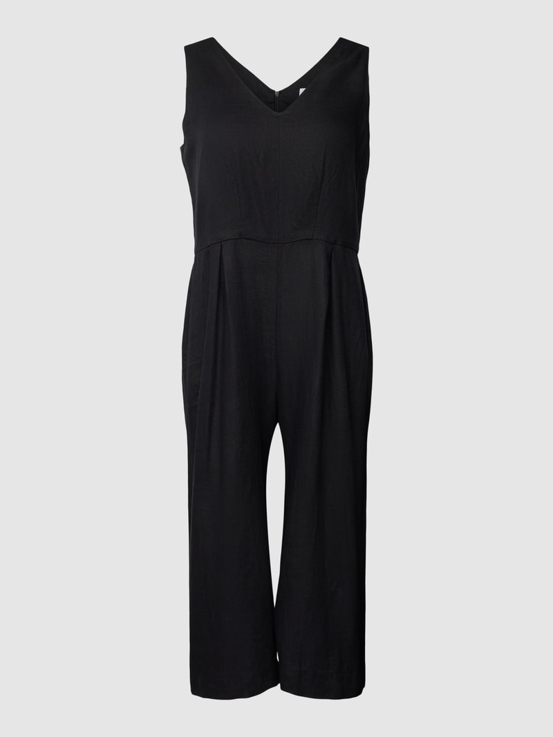 Jumpsuit mit V-Ausschnitt in schwarz