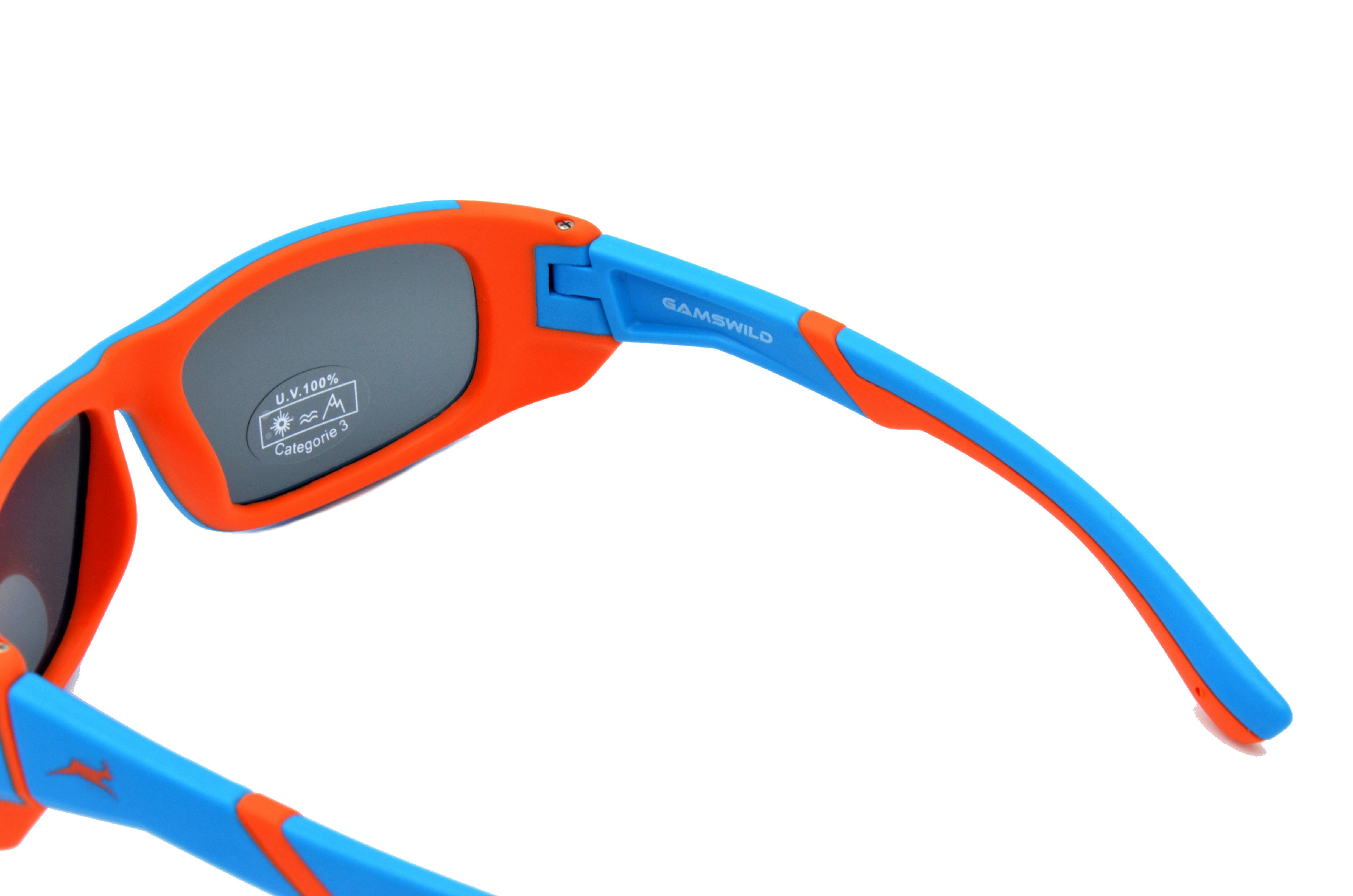 Gamswild Sonnenbrille WJ5119 GAMSKIDS Kinderbrille 6-12 Jahre Jugendbrille Mädchen Jungen Unisex, blau - orange, grün - grau, dunkelrot -orange super flexible Bügel