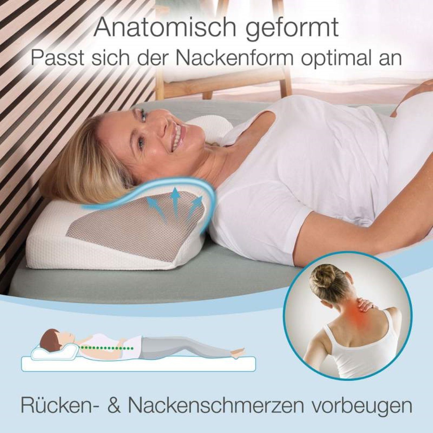 Nackenstützkissen Visco, Bestschlaf, Füllung: Polyurethan, Rückenschläfer, Seitenschläfer, Bauchschläfer