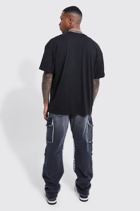 Lockere ausgefranste Cargo-Jeans