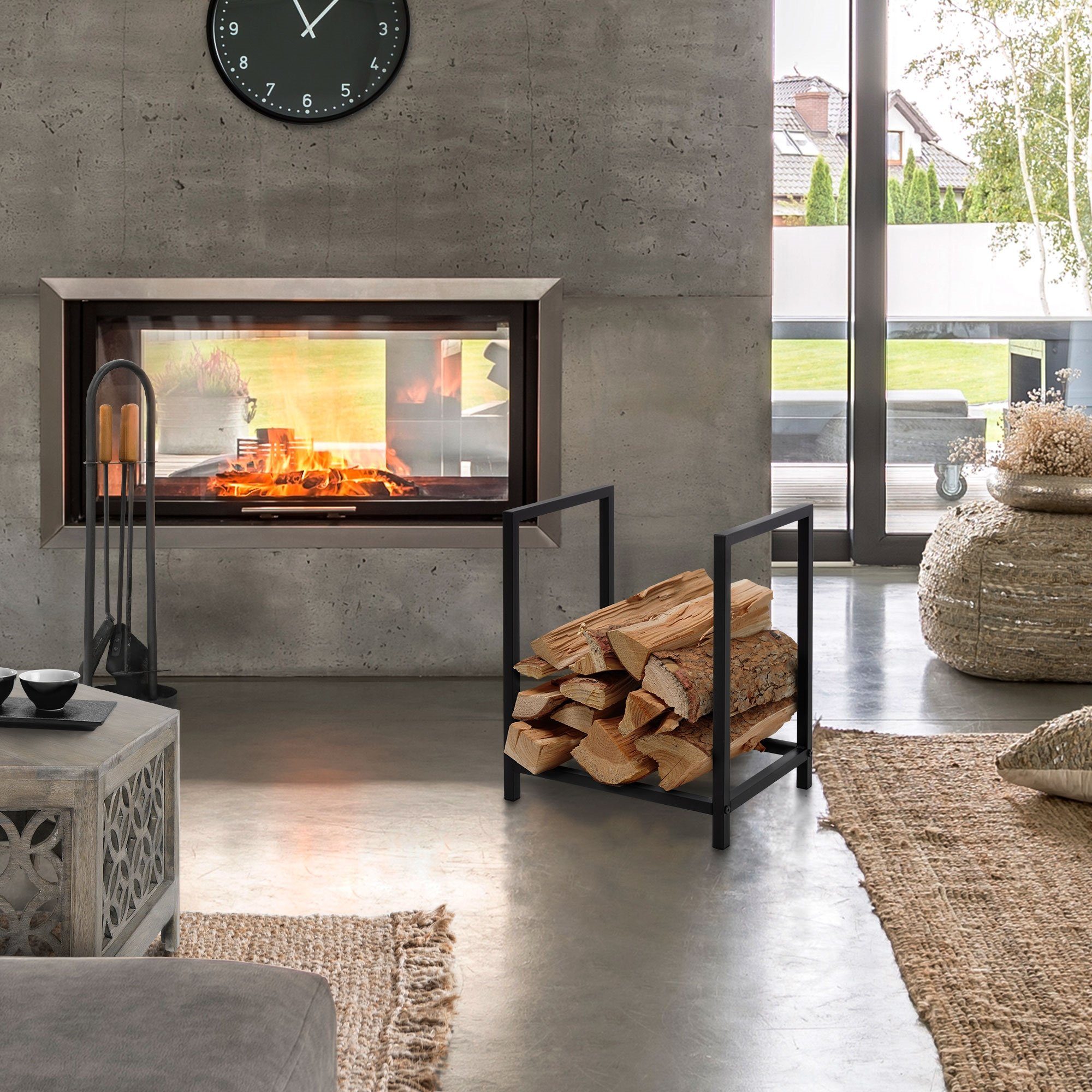 ML-DESIGN Kaminholzregal Brennholzregal Holzaufbewahrung Kaminholzständer Kaminholzhalter, BxTxH:40x30x50 cm, Dunkelgrau 40x50x30cm rechteckig Metall Innen/Außen
