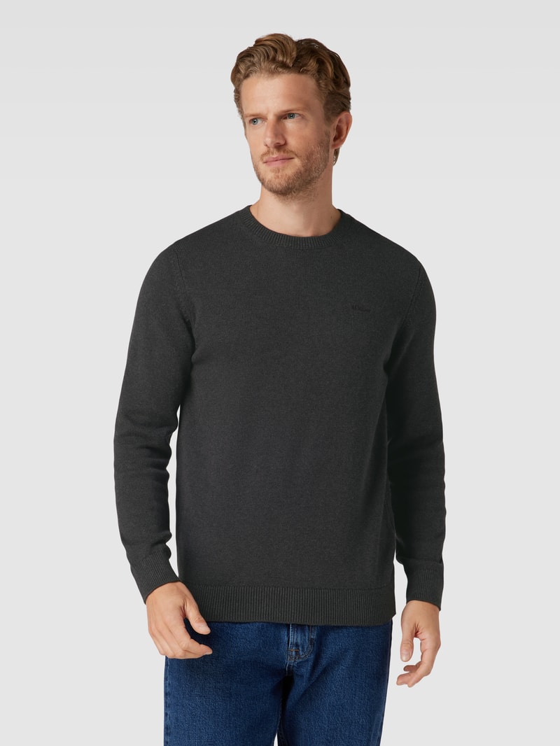 Strickpullover mit Label-Stitching in anthrazit